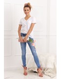 Women\'s denim trousers with applications 35580 - Online store - Boutique